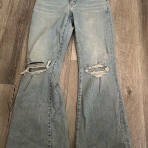American Eagle Outfitters Light Blue Distressed Flare Jeans